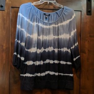 Chaps blue ombre tie-dye banded bottom 3/4 sleeve